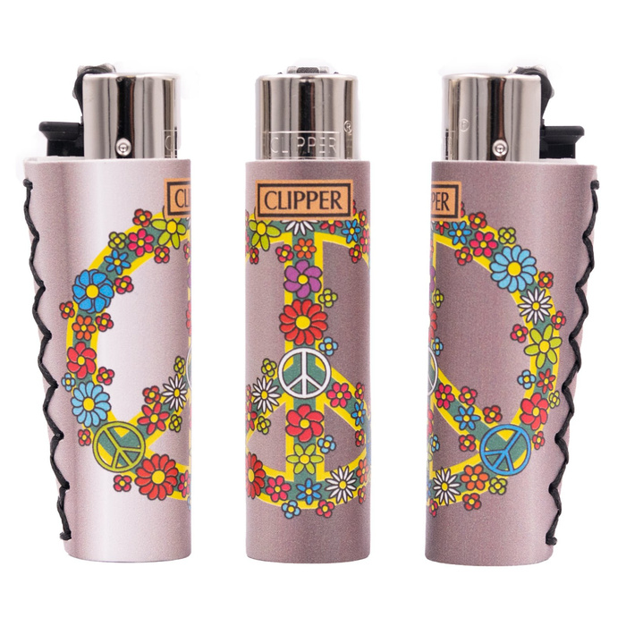 Zapalniczka Clipper FCP11 POP COVERS FLOWER POWER CHIC - srebrny znak Peace
